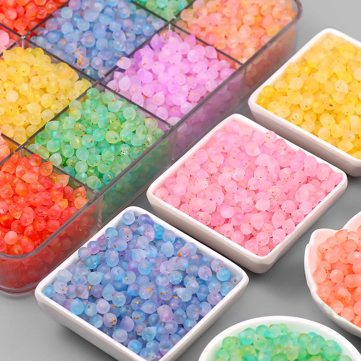 6×8mm Gradient Color Droplets Side Hole Acrylic Multicolor Spacer Loose Beads For Jewelry Making Bracelet Earring DIY Accessorie