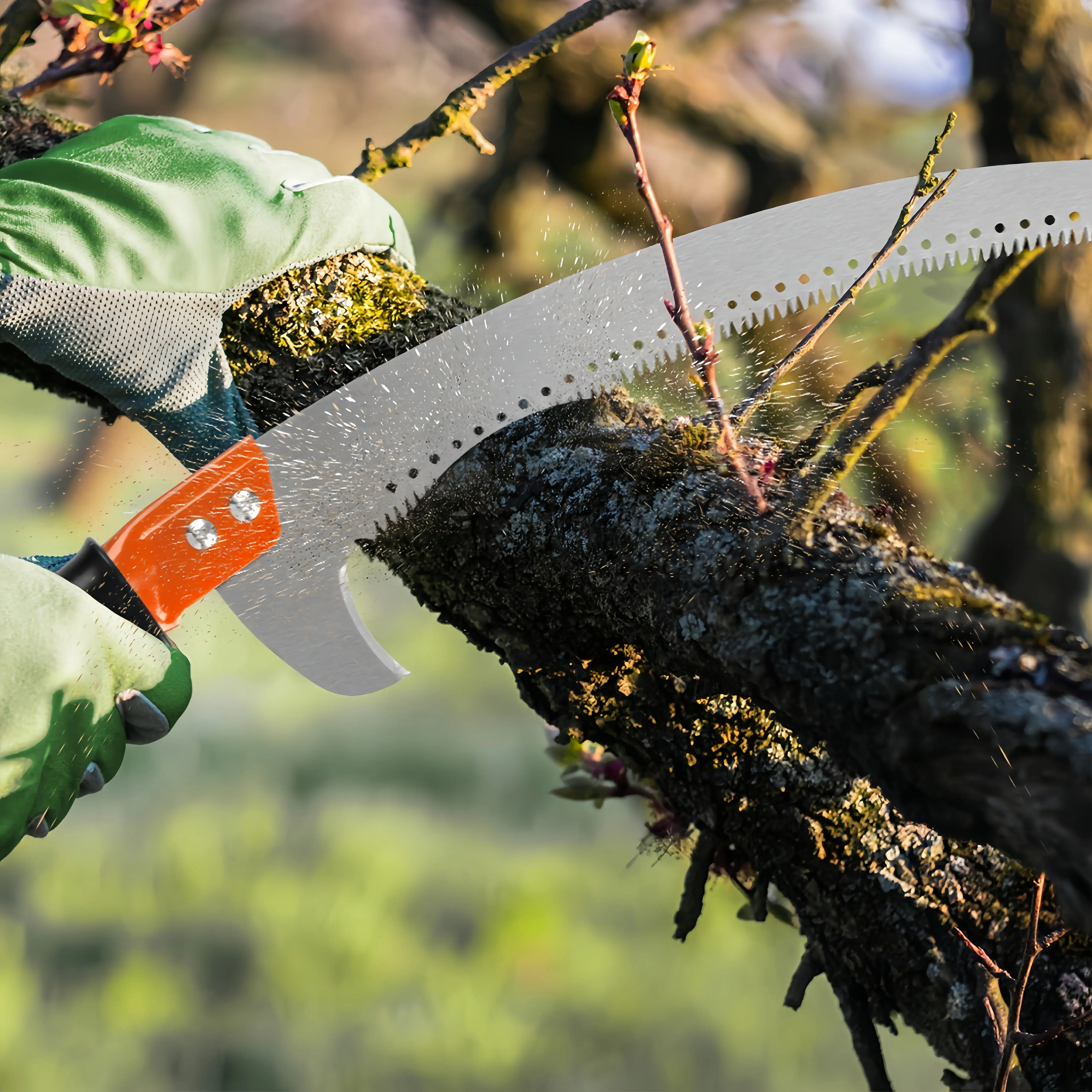 Teleskopische Doppelhakenstange mit Säge, Multifunktionale Astsäge für hohe Äste, Ausziehbares Gartenwerkzeug zum Beschneiden von Obstbäumen – Detail 7
