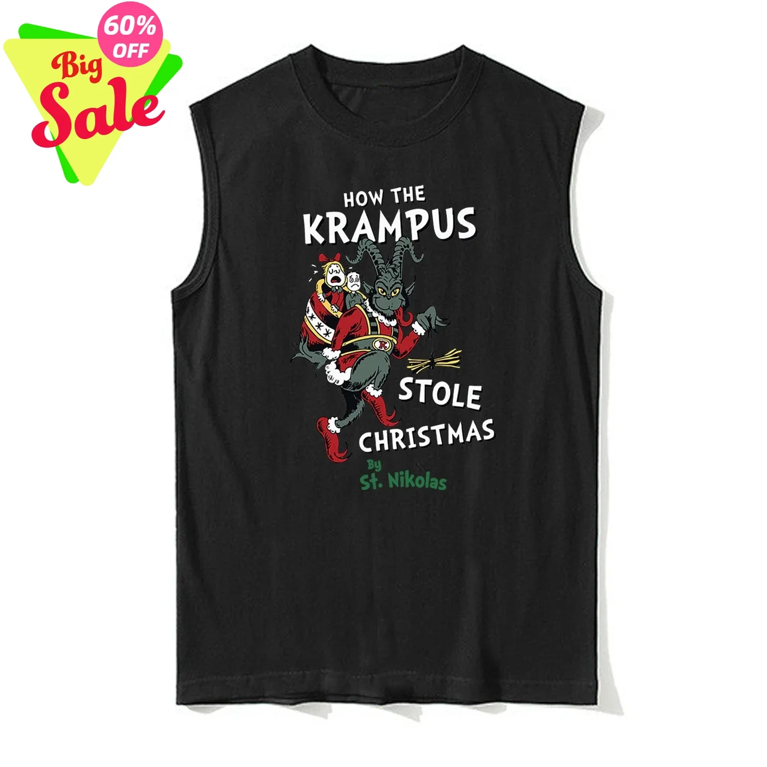 How The Krampus Stole Christmas By St Nicholas Tank Top 100% Cotton O-Neck Casual Mens Vests Sleeveless T-shirt Xmas Streetwear