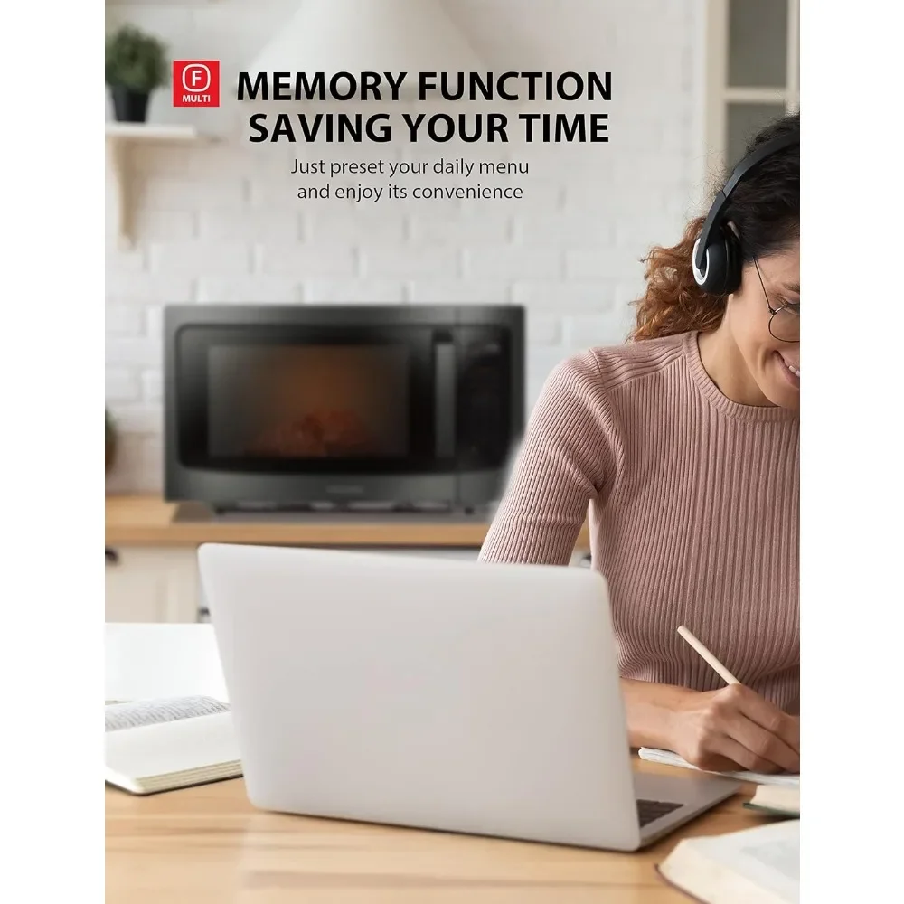 فرن ميكروويف على سطح الطاولة ML-EM45PIT(BS) مع تقنية عاكسة، أساسيات المطبخ، مستشعر ذكي، تذويب تلقائي، 1.6 قدم مكعب