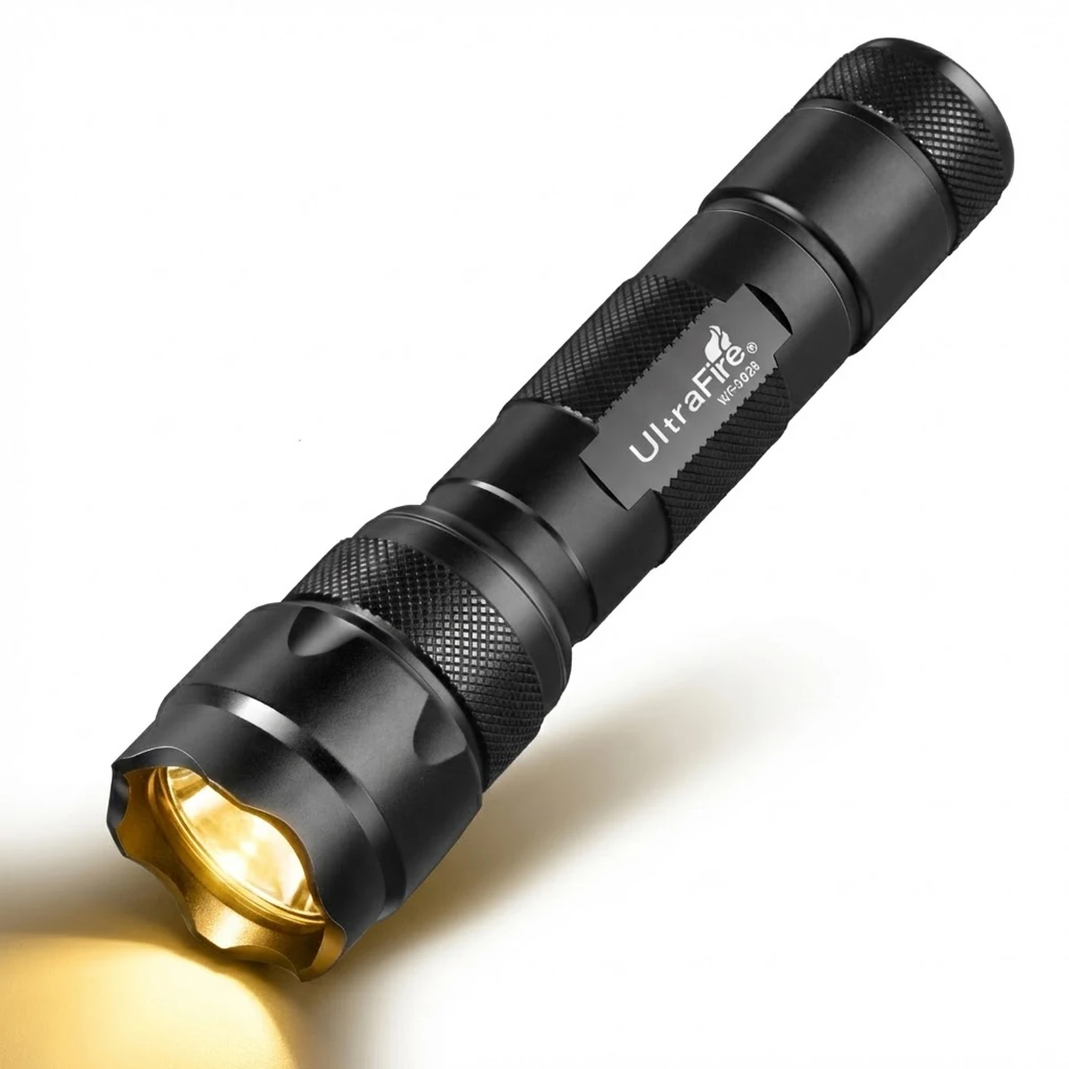 UltraFire WF-502B Warm White Flashlight Single Mode 4000K 800 Lumens Yellow Light 18650 Rechargeable Tactical Waterproof Torch