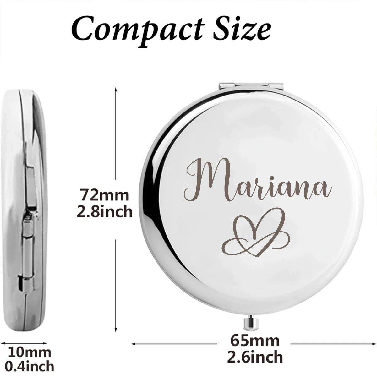 1pc NEW Heart-shaped Customized Name Makeup Mirror Pocket Mirror Round Circle Mirror Anniversary gifts image 6