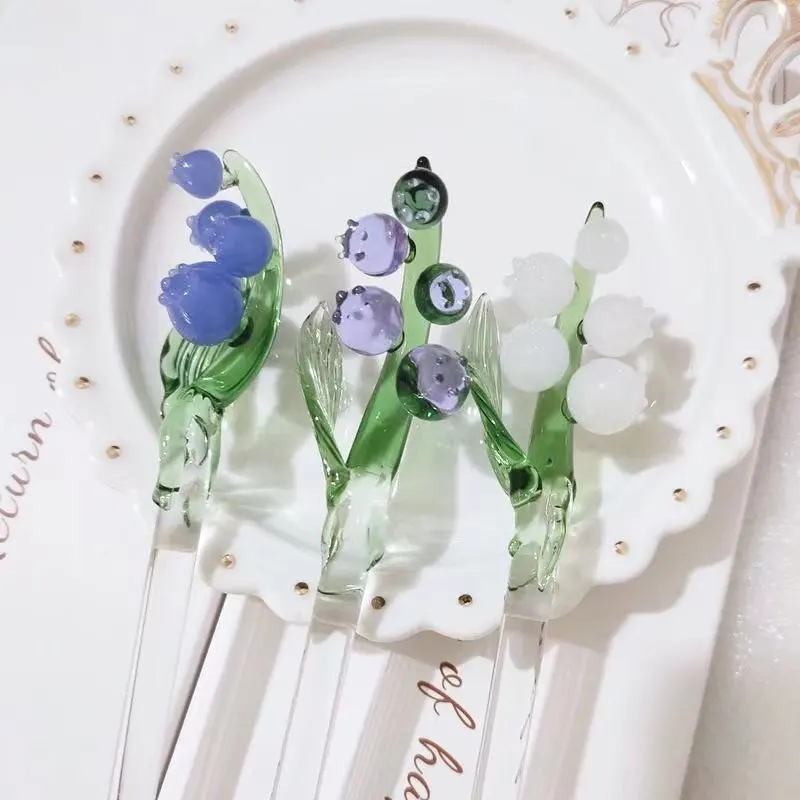 Flower Mixing Spoon Creative Personality Solid Long Handle Glass Spoon Milk Tea Juice Coffee Glass Colored Spoon