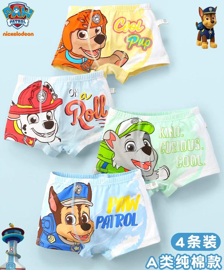 Original Paw Patrol 4PCS Children Underwear Boys Cotton Underpants Flat angle Antibacterial Underwear Boxer Shorts High Quality