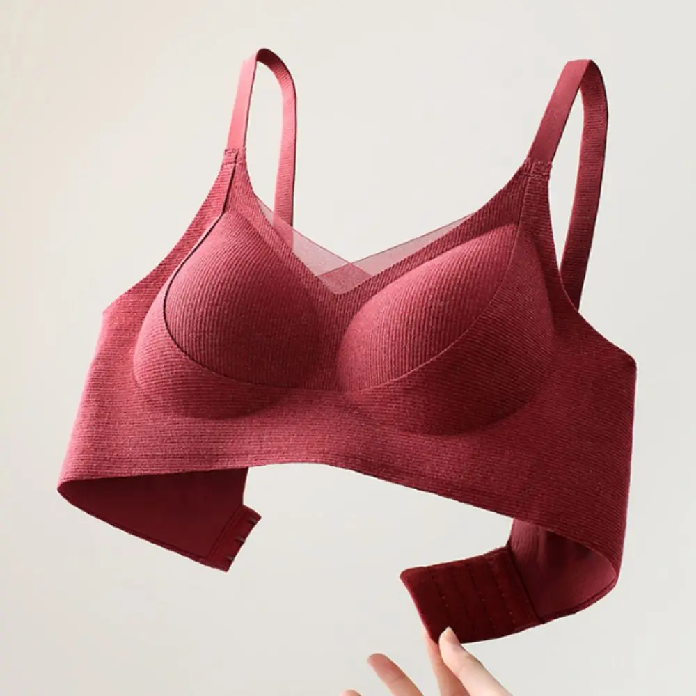 

Soft Lace Mesh Wireless Deep V Bra Shockproof Close-fitting Brassiere for Women Anti-sagging Lingerie Seamless Bras Yoga