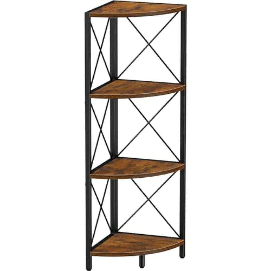 

Rustic Corner Shelf Stand for Desktop, 4 Tier Corner Storage Plant Shelf, Freestanding Corner Shelf Display Rack, Multi-Unit Or