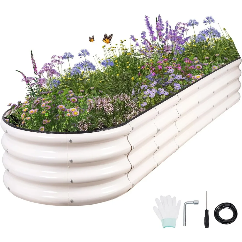 

Galvanized Raised Garden Bed - 8x2x1FT Metal Planter Boxes Outdoor | Oval Steel Raised Bed Kit for Gardening with Protective