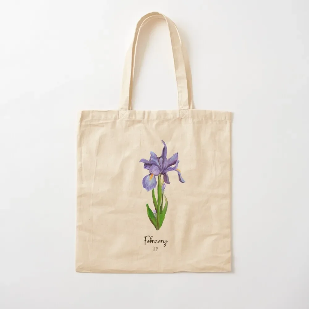 

February Birth Flower Iris Tote Bag bag luxury women shopping cart bags supermarket folding bag great