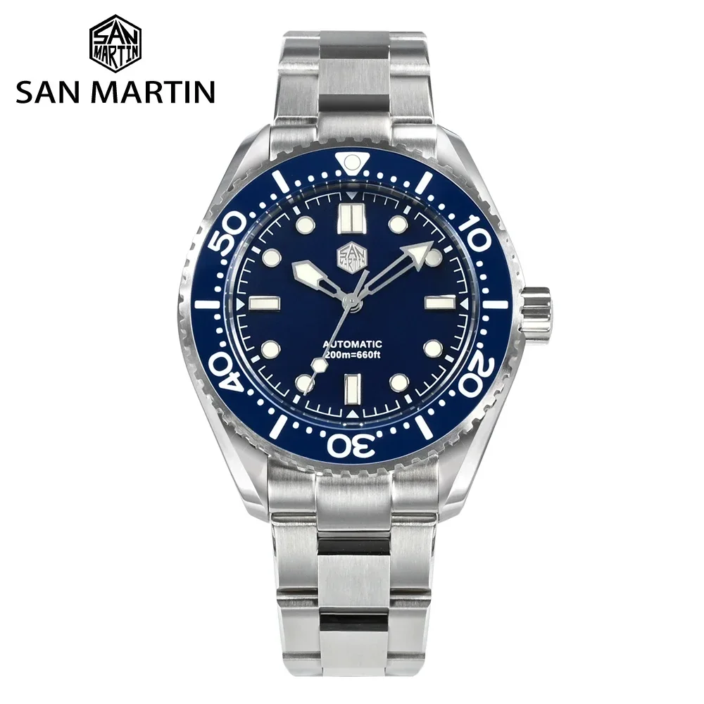 San Martin 41.5mm Men Dive Watch Luxury Enamel Dial Vintage Miyota Automatic Mechanical Watches Sapphire BGW9 Waterproof 20Bar