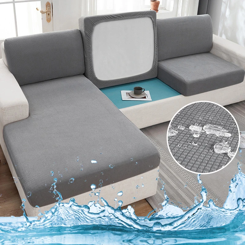 

Jacquard Water Resistant Sofa Cushion Covers Elastic Grey Sofa Seat Cover for Living Room Furniture Protector for Kids Removable