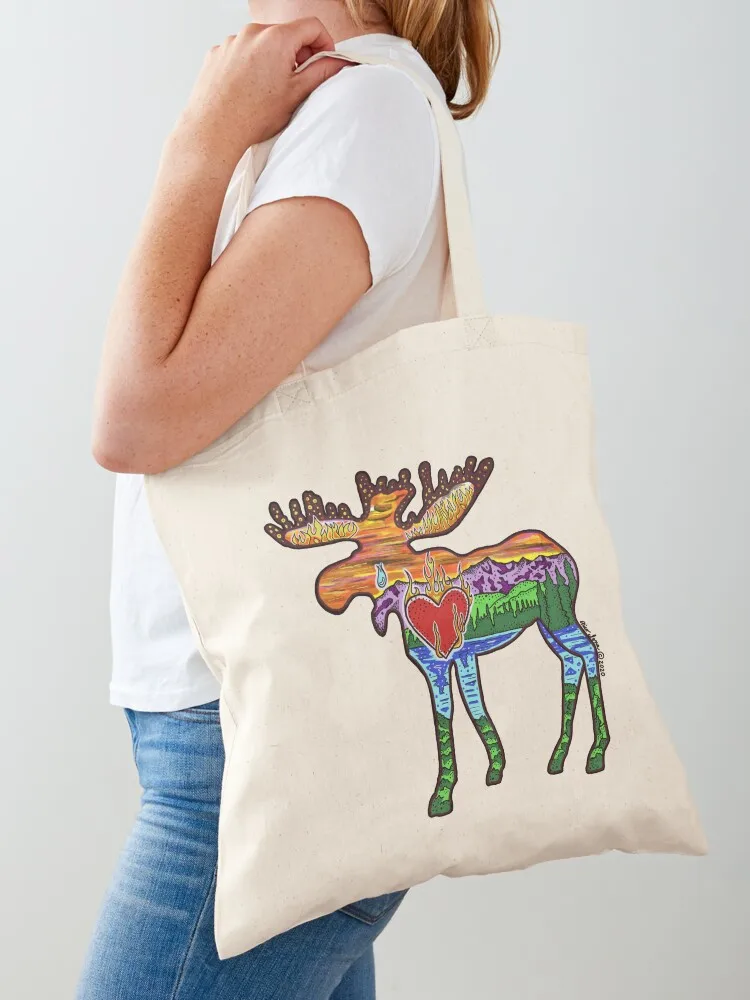 

Heart Afire Moose Tote Bag Reusable bags Big bag Lady bag tote custom