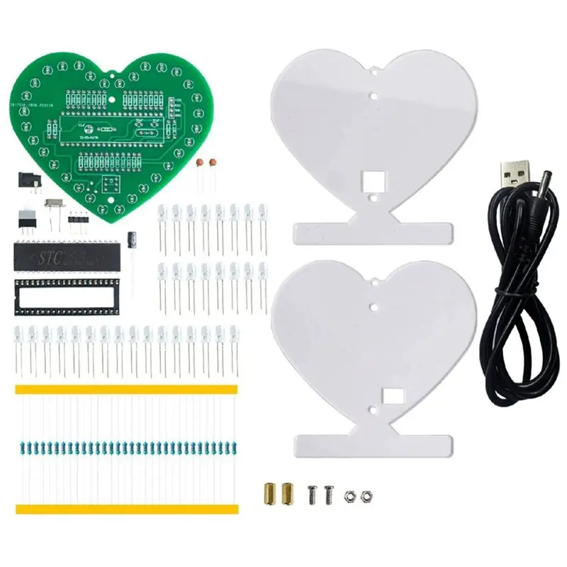 

A34R PCB Soldering Practice Kit DIY Kit Electronic Multi-Function Heart-Shaped LED Digital Tube Display Clock