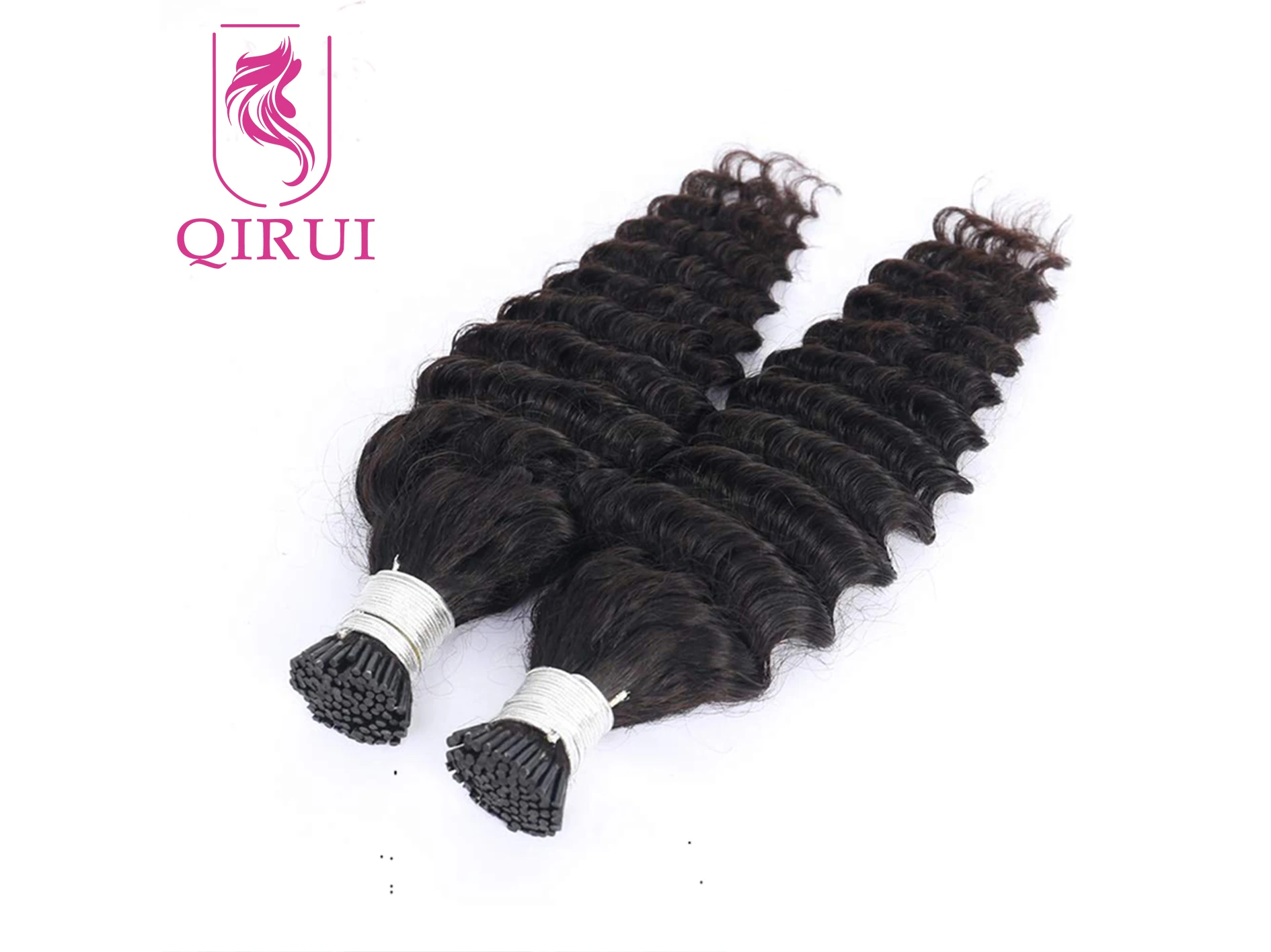 Deep Wave I Tip Hair Extensions Microlinks Brazilian Virgin Keratin Hair 100% Human Hair Black Brown Color 1g/s 100 strand