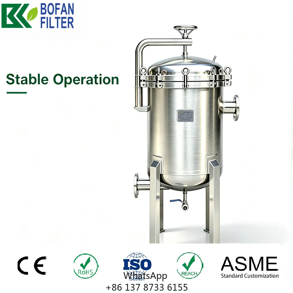 Sanitary Bag Filter Housing With 4 Bags And Low Pressure Drop For Food And Drink Production Plant In 316L Stainless Steel