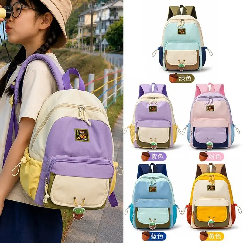 New children's dopamine color lightweight nylon schoolbag multi-function patchwork Outdoor Backpack Camping Travel Daypack 001
