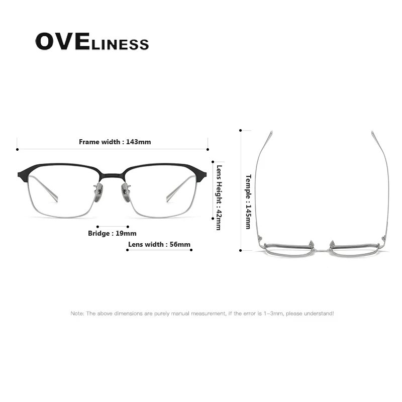 pure Titanium Glasses Frame Men women Square Myopia Prescription Eyeglasses Frames men 2023 New Full Optical Korean Eyewear