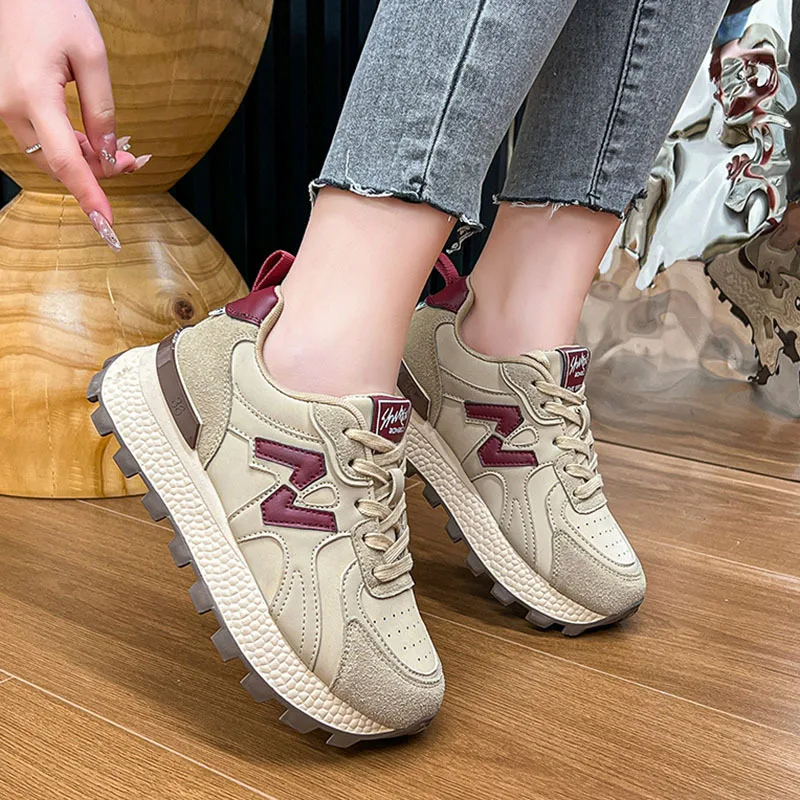 Muffin thick bottom N word A Gump shoes female 2024 spring Korean version of the old dad shoes casual hundred running sneakers