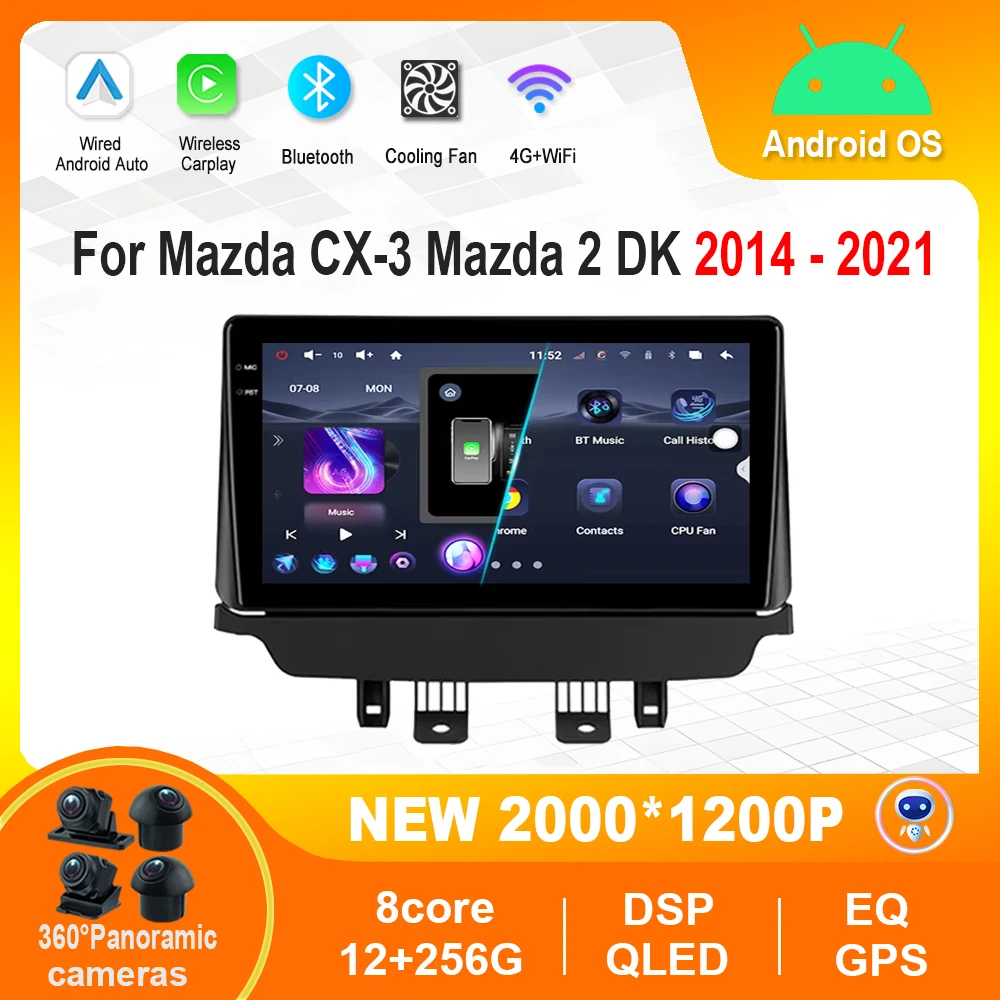 for Mazda CX-3 Mazda 2 DK 2014 - 2021 GPS Navigation Android Car Video Multimedia Player HD Touch Screen 4G WiFi DSP Stereo