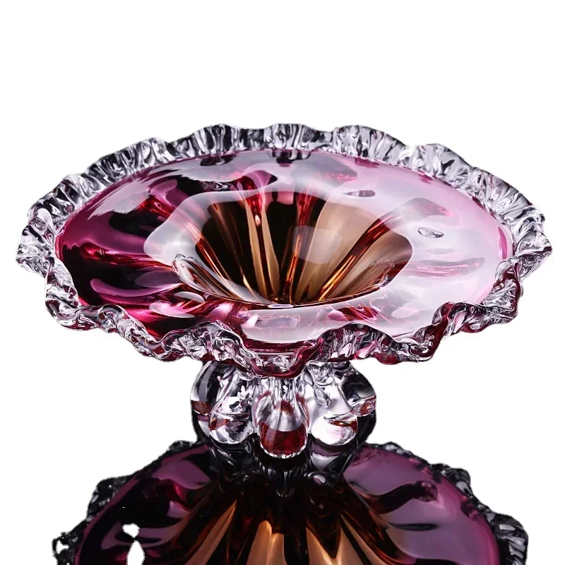 Luxury Glass Fruit Plate High-Grade Crystal Tray Creative Tall Foot Fruit Dish Ideal for Living Room & Decorative Ornaments