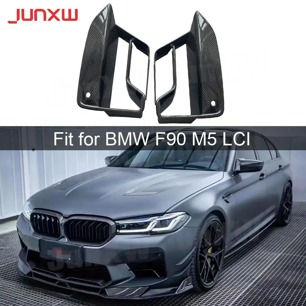 

2 PCS/Set Dry Carbon Fiber /FRP Front Fog lamp Air Vent Body Kits Trims for BMW F90 M5 LCI 2022+ Carbon Fiber Car Modification