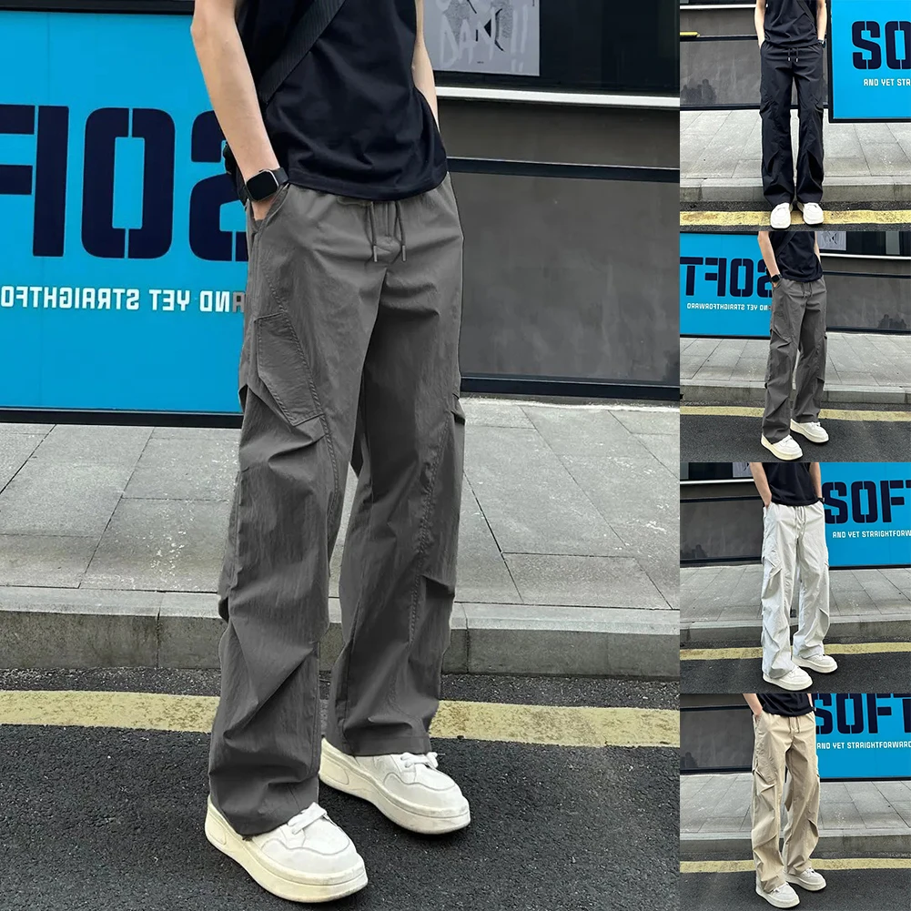 

Men Pleated Straight Draped Casual Pants Loose Outdoor All-match Street Trousers