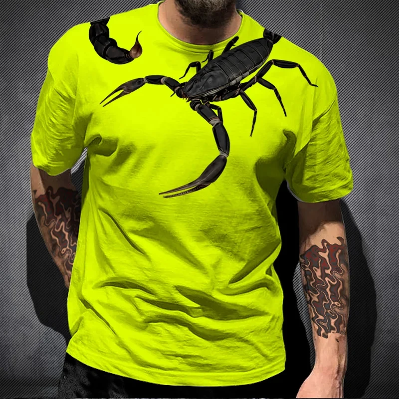 Fashion Scorpion 3D Print T Shirt For Men Oversized T-shirts Casual Street Hip-Hop Tops Tees Short Sleeve Clothing Ropa Hombre