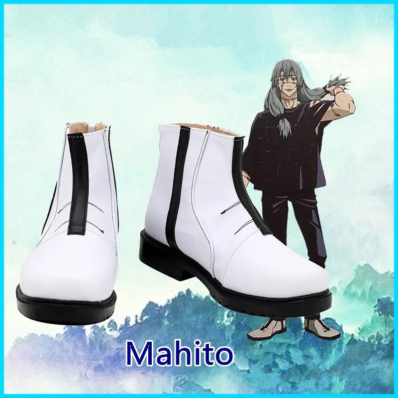 Jujutsu Kaisen Mahito disfraz de Cosplay, zapatos hechos a mano, botas cortas de piel sintética