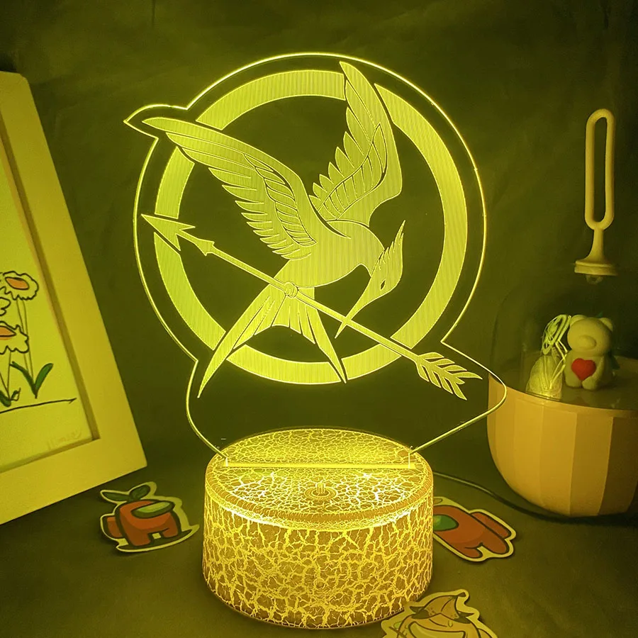 

Голодные игры Mockingbird 3D светодиодные RGB ночные огни крутой подарок для друзей спальня стол красочный декор рождественская игра неоновая лавовая лампа