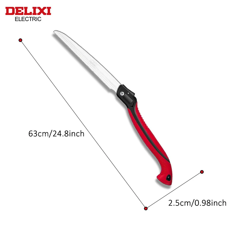 DELIXI ELECTRIC Folding Saw，SK9 steel One-button Folding Design，Sharp Cutting Wood,Camping,GardensPruning Saw,Tree Chopper Knife image 2