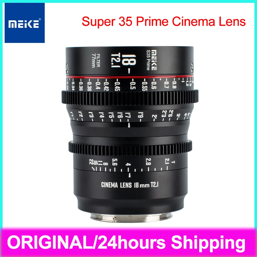 Meike 18mm T2.1 Cine Camera Lens Super 35 Prime Manual focus for PL / EF mount Cinema Camera For BMPCC6K/BMPCC6Kpro/Z Cam S6