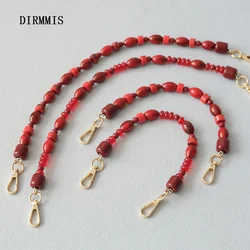 New Fashion Woman Bag Accessory Detachable Vintage Red Bead Chain Acrylic Bag Rope Strap Women Handbag Shoulder Handle Chain