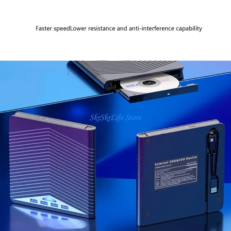 

E65E 7 в 1 Внешний дисковый диск -рекордер переносной USB3.0/Type C Writer Reader Writer