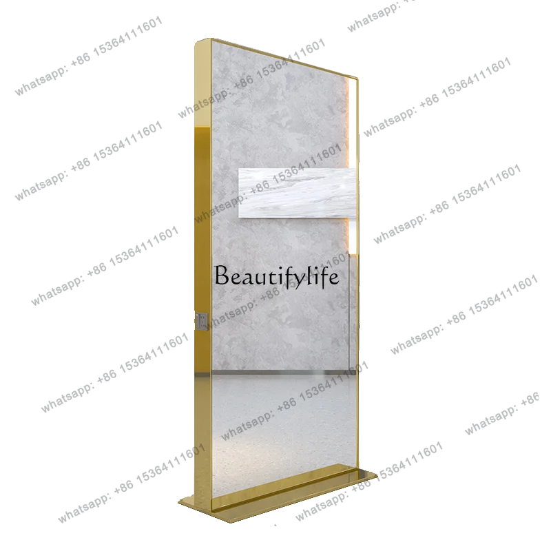 D30Single and double-sided floor mirror with lamp, perm and dye hair cutting mirror, special for beauty salon.