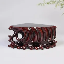 Fan-shaped stone base, solid wood carving ornament base, wooden base for home decoration