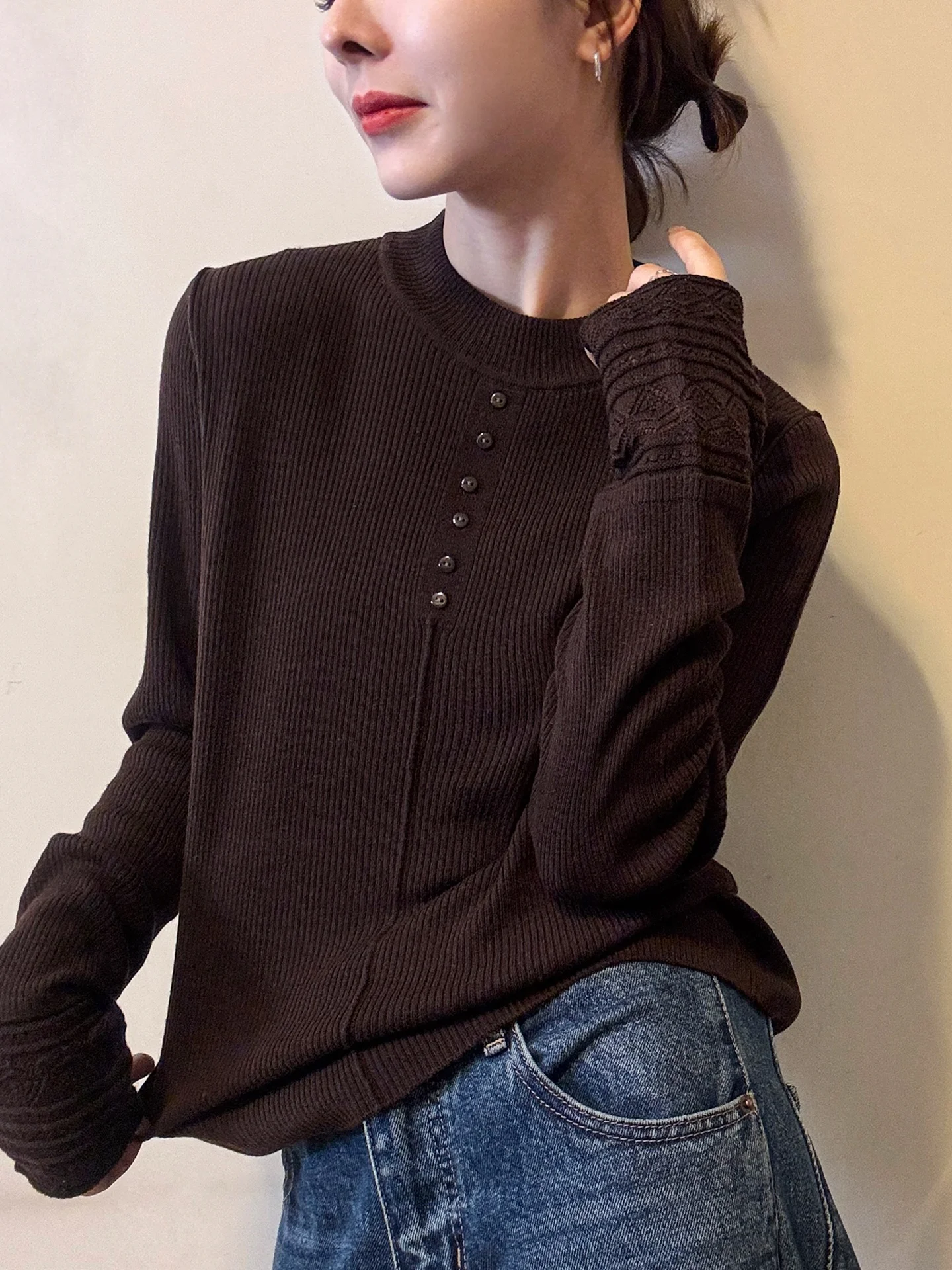 Eenvoudig gebreide lange Sve f hoge kraag casual ontwerp damestrui zachte winter innerlijke slijtage woon-werkverkeer normale pasvorm