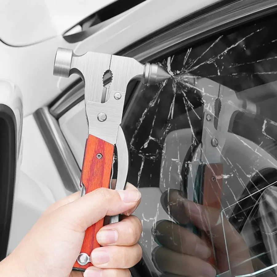

Multifunctional Car Safety Hammer Window Breaker , Multitool Outdoor Camping Life Saving Essentials Gifts for Men, Dad, Husband