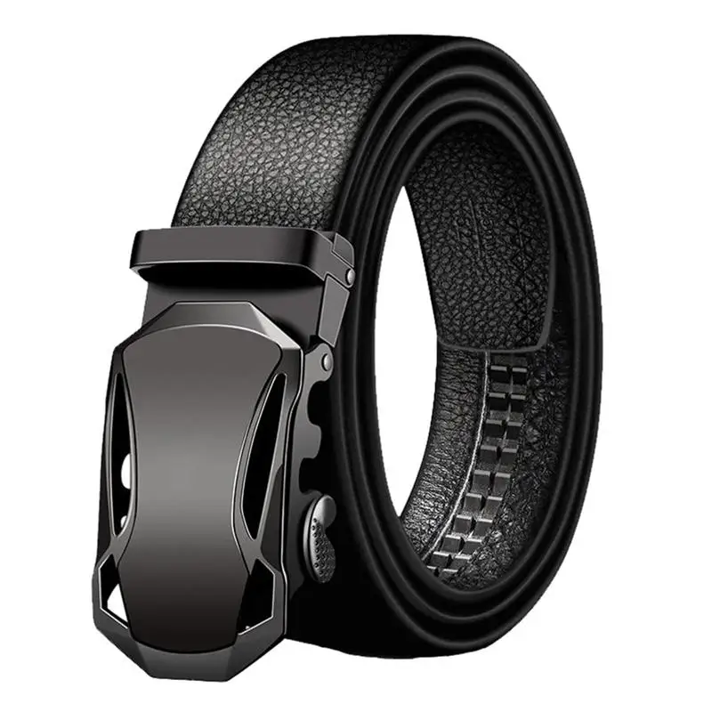 Cintos de couro pu de 35mm para homens, fivela automática de liga sem furos, cinto preto masculino, cinto de terno natural