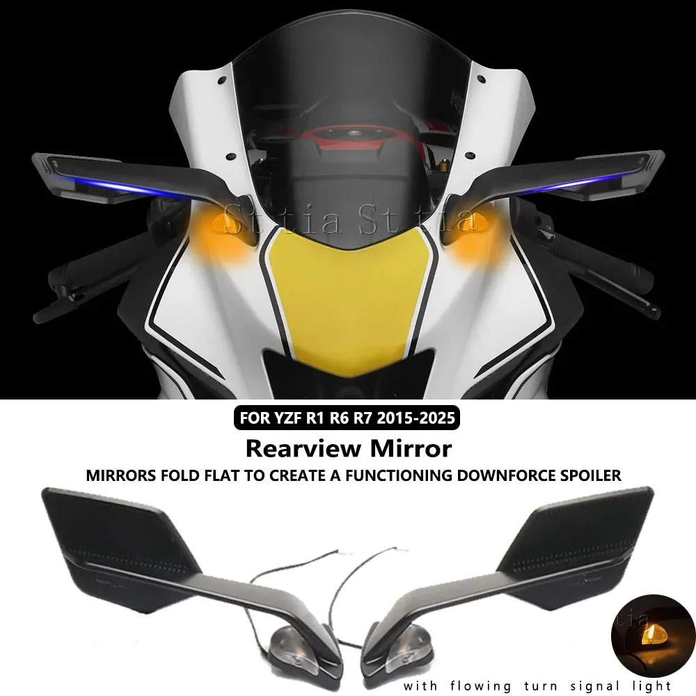 Motorcycle Accessories YZF-R7 YZFR7 YZF R7 2021-2025 Rearview Mirrors New With Turn Signals LED For YAMAHA YZF R1 R6 2015-2020