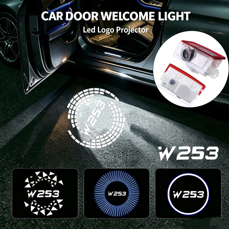 2PCS LED Car Door Welcome Ghost Shadow Courtesy Emblem Projector Lamp for Mercedes Benz GLC W253 2016‑2022 Auto Accessories