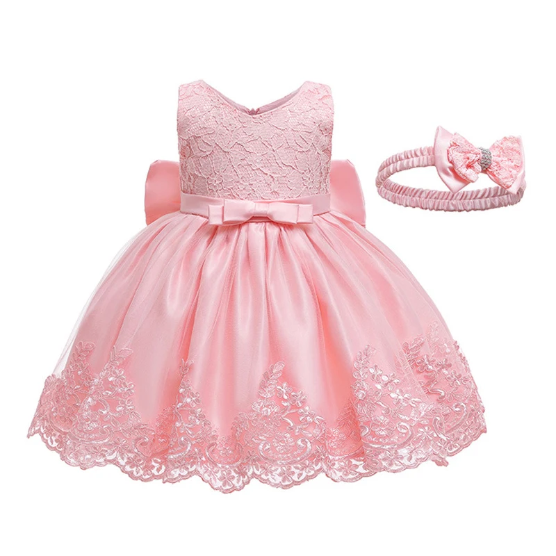 3-12 Years Summer Cute GIrls Dress Big Bow Lace Mesh Party Princess Dress For Girls Children Birthday Present