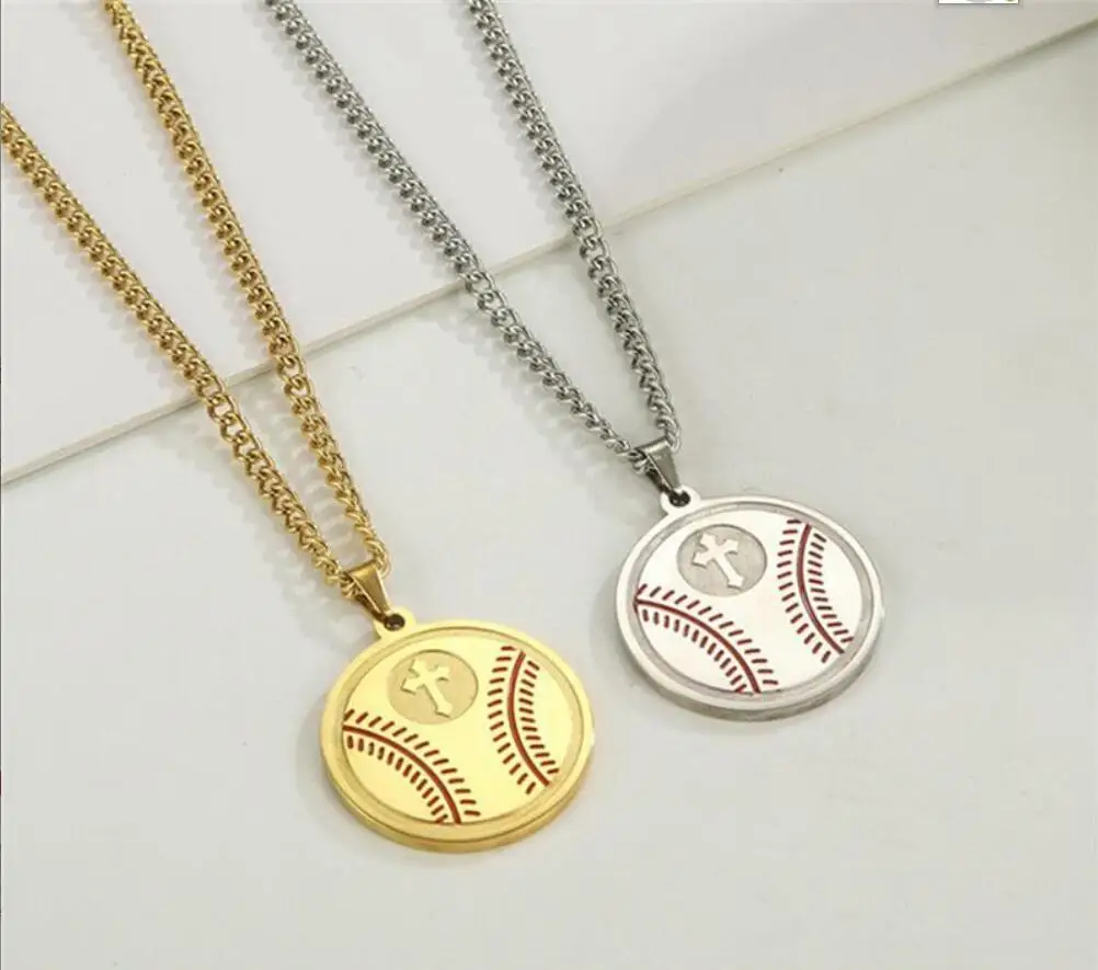 1PC Soccer Football Necklace Fans Sports Cross Chain Gift For Man Woman Kid Child Boy Stainless Steel Pendant Jewelry F1061