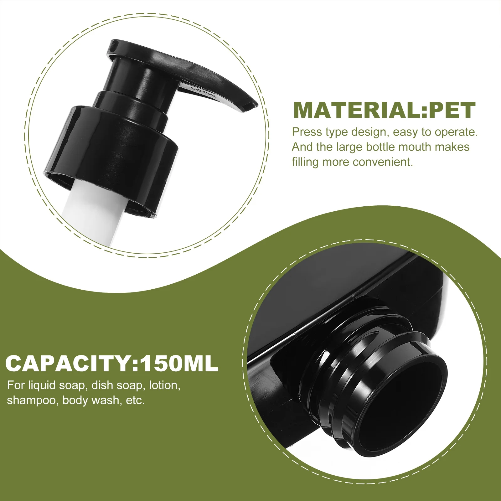 

4Pcs Empty Pump Bottle 150Ml Lotion Dispenser Refillable Press Pump for Travel Shampoo Body Face Wash Lotion Dispenser Bottle