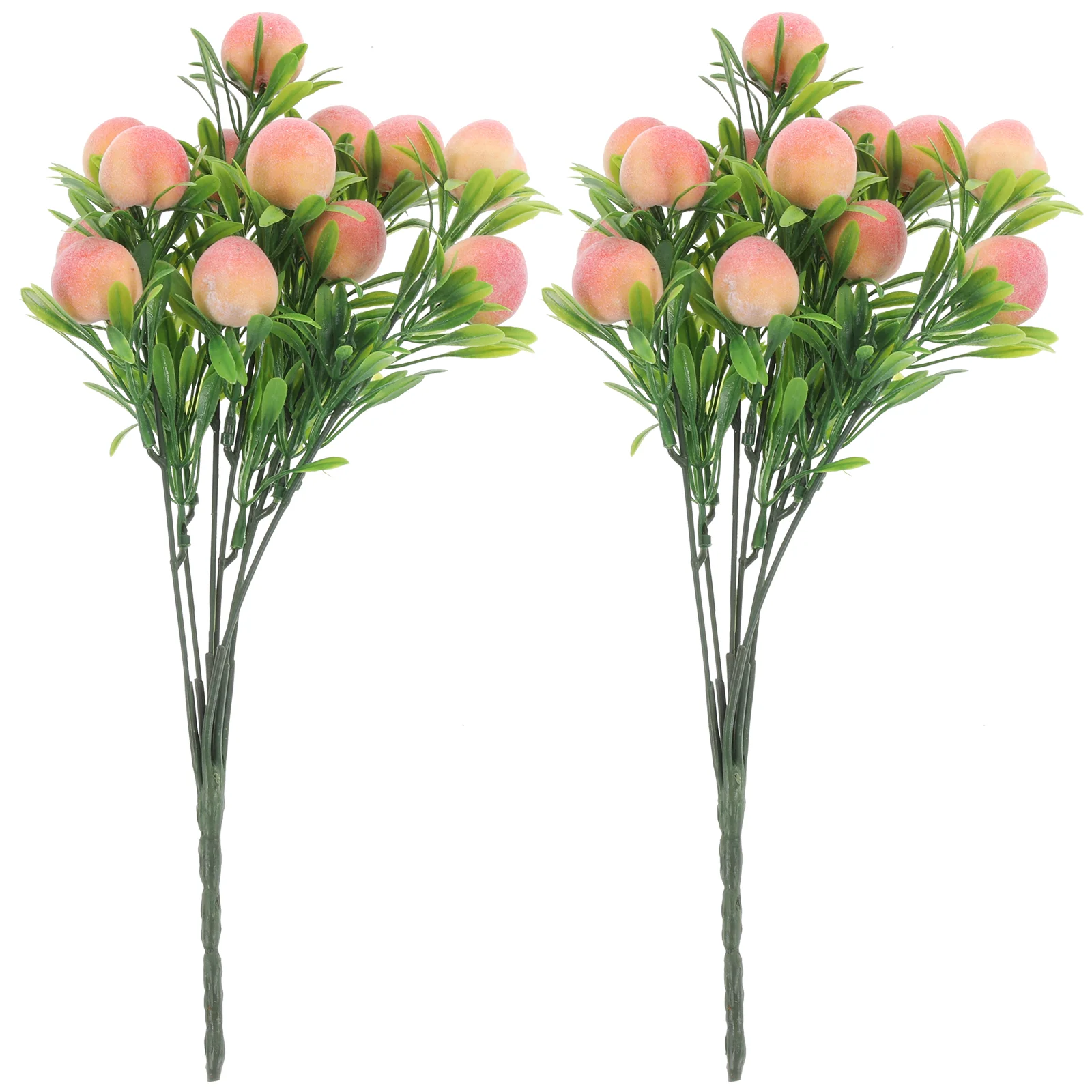 

2 Pcs Fake Peach Decor Ornament Fruit Branches Outdoor 3250X1000X1000CM Fruits Plastic Artificial Pink Faux DIY