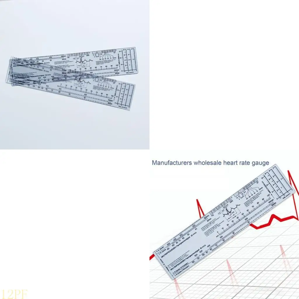 Règle d'échelle fréquence cardiaque 12PF pour l'interprétation, règle d'électrocardiogramme en plastique, outil mesure,