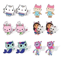 Gabby Dollhouses Girls Stud Earrings Earing Jewelry Charms Eardrop Cartoon Anime Accessories New Kids Birthday Cute Fashion Gift