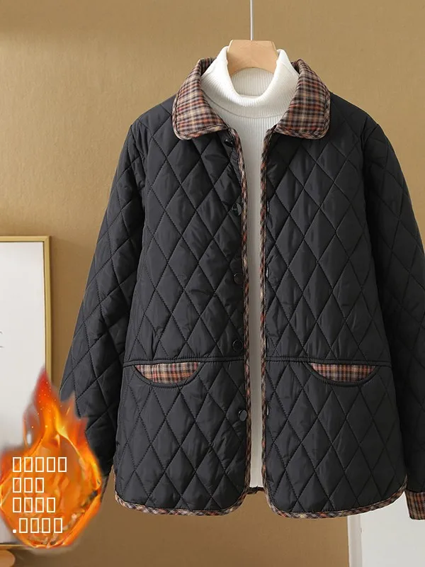 

Warm Cotton Jaet Women's Korean Sle Patchwork Lightweight Loose Pure Color Cotton Coat Autumn Winter Diamond id Commute