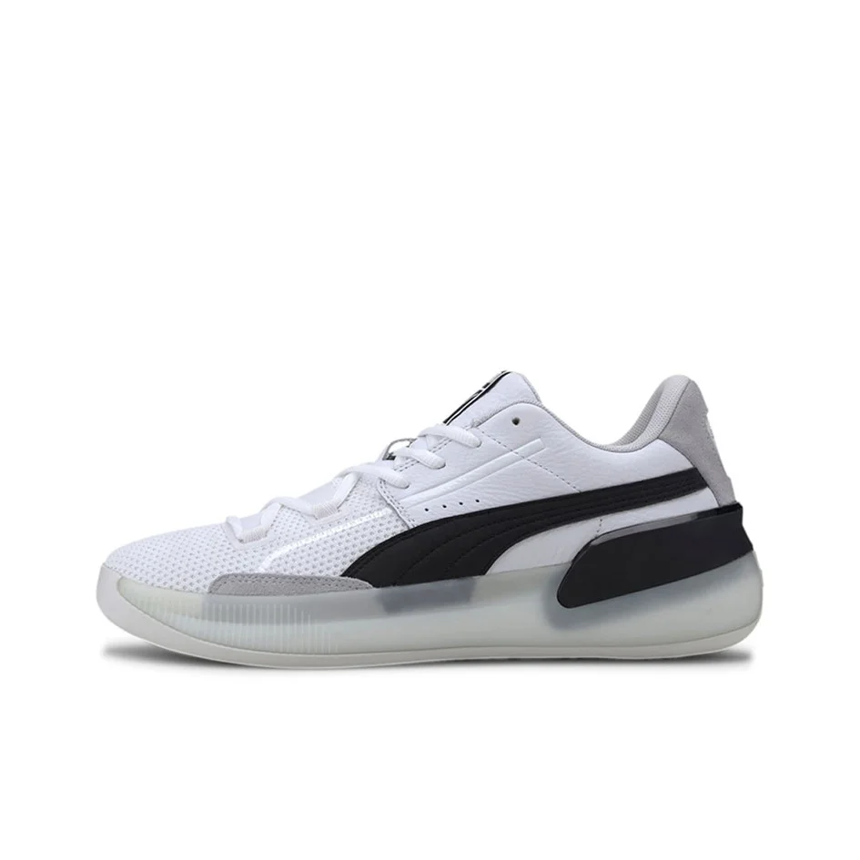 PUMA Clyde Hardwood Basketball Shoes Game Ready Abrasion Resistant Balance Low top Basketball Shoes Unisex Black White 193663-01