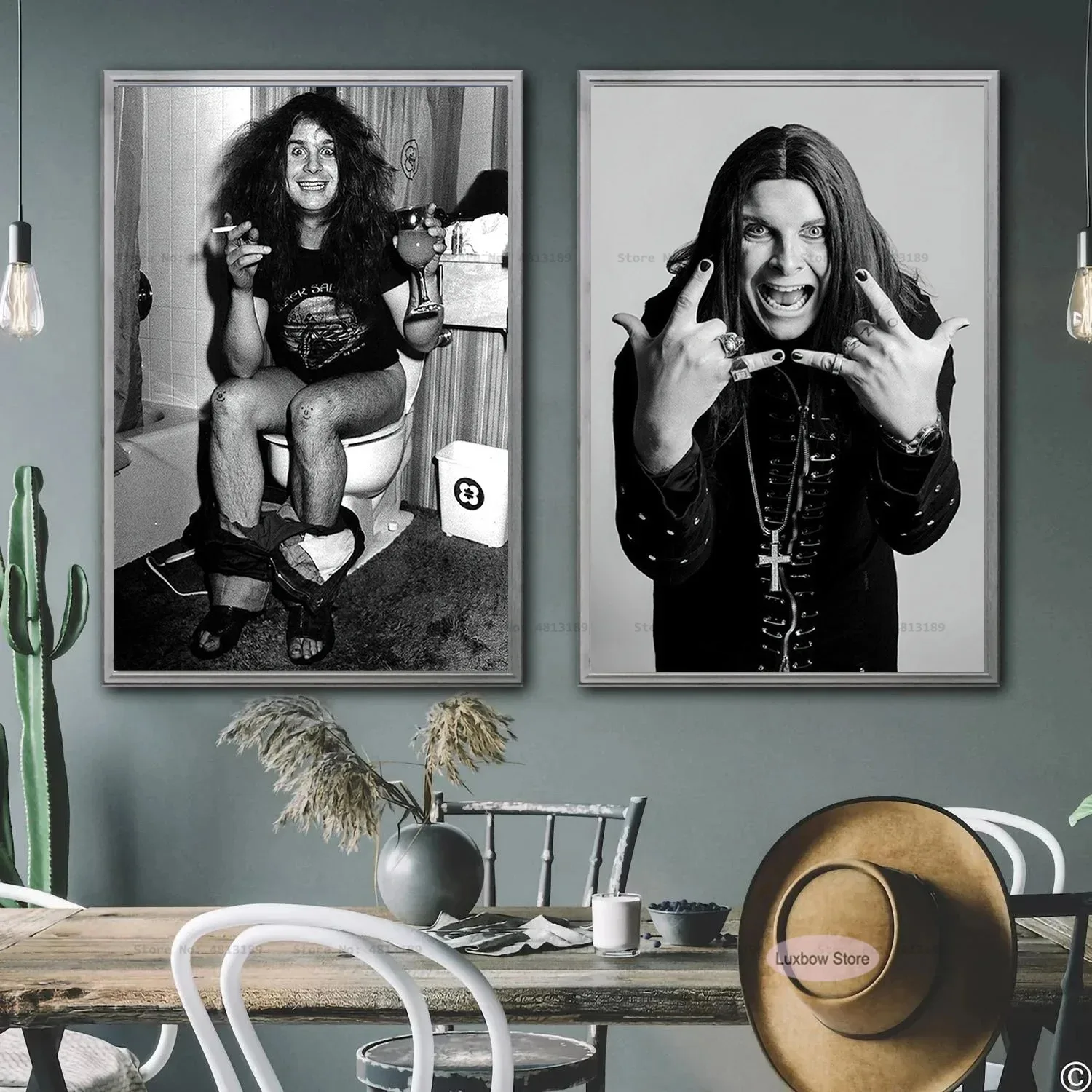 Black White Ozzys Rock Music Singer Star Toilet Canvas Poster Prints Canvas Painting Art Wall Pictures Living Room Home Decor