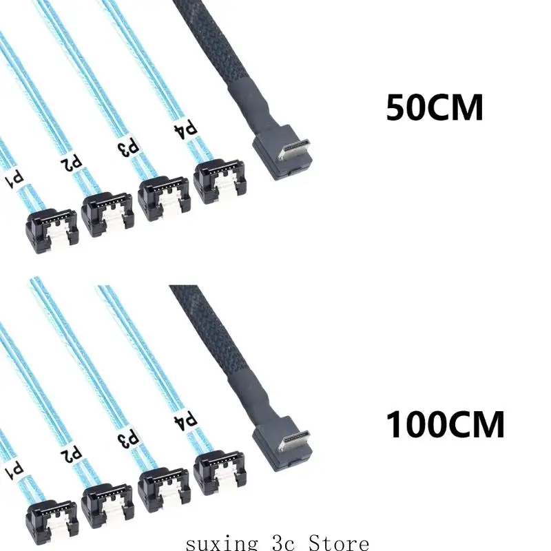 

OCuLink PCIExpress SFF 8611 4i to 4X 7P Cable with 90 Degree Angled Connectors for External GPU and Solid Disk