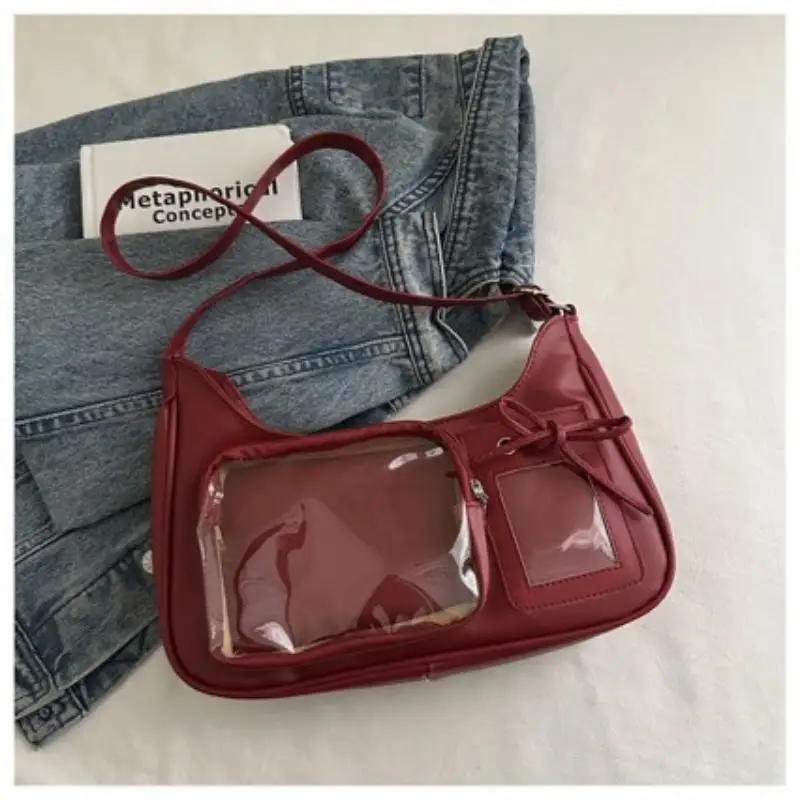 Y2k Harajuku Shoulder Bag Women Korean Transparent Ita Bag School Crossbody Bag Female Japanese Designer Preppy Handbag Purse view 3